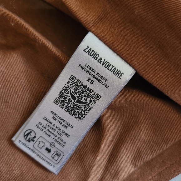 Zadig & Voltaire Lessa Suede Jacket In Cognac Genuine Leather Nwt - Picture 12 of 16